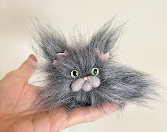 Floof the Fluffy Grey Cat  MADE TO ORDER