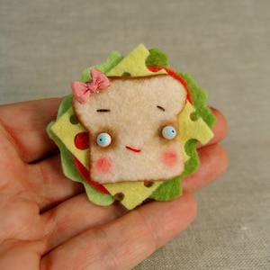 Sandwich Pin, Brooch or Badge, Felt Food MADE TO ORDER