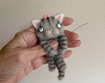 Tabby Cat Floppy Cat Mini Pet for Doll MADE TO ORDER