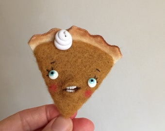 Pumpkin Pie Slice of Crazy Pie, ornament or brooch MADE TO ORDER