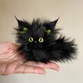 Floof the Fluffy Black Cat  MADE TO ORDER