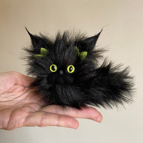 Floof the Fluffy Black Cat  MADE TO ORDER