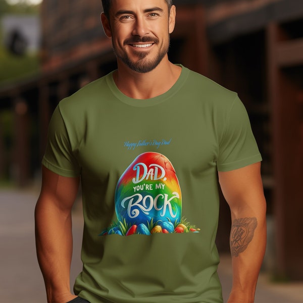 Father's Day T-Shirt Dad, You're My Rock Tropical Graphic Tee, Colorful Father's Day Gift, Unique Dad Shirt