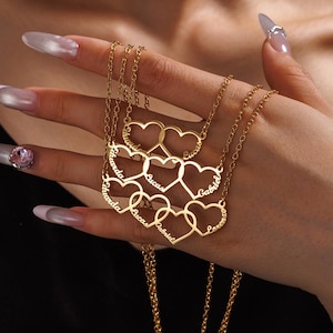 Collar con nombre familiar personalizado con corazón/Collar con varios nombres/Collar personalizado para mamá con nombres de niños/Joyería minimalista con nombre/Regalo para ella