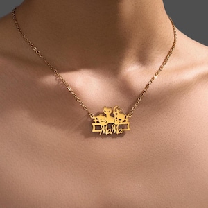 Custom Halloween Name Necklace: Cat, Pumpkin & Skull Gothic Pendant