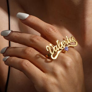 Custom Name Ring with Birthstone: Personalized Stainless Steel Jewelry