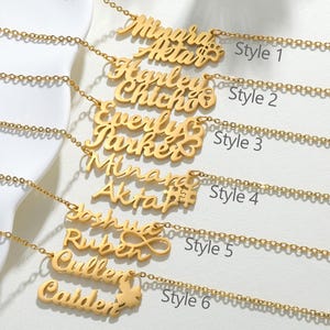 Collar personalizado con dos nombres y corazón/Collar con nombre personalizado/Collar con nombre chapado en oro de 18 quilates para parejas/Regalo de San Valentín para ella