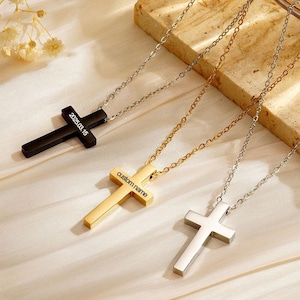 Personalized Cross Necklace: Engraved Sterling Silver Pendant, Christian Gift
