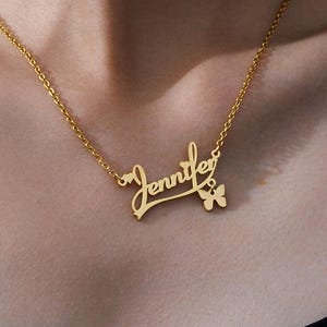Name Necklace With Butterfly/Custom Gold Name Jewelry/Personalize Butterfly Name Necklace/Dianty Custom Name Necklace/Birthday Gift for Her