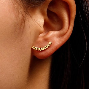 Custom Gold Name Earrings/Minimalist Earrings/Personalized Earrings/Stud Earring/Women Jewelry/Mother's Gift/Bridesmaids Gifts/Gifts for Her