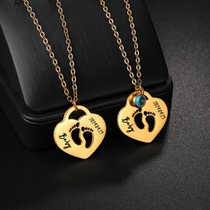 Collar personalizado con huella de bebé y piedras de nacimiento/Regalos para mamás primerizas/Collar con nombre para recién nacidos/Regalos para el Día de la Madre/Regalos para mamás primerizas