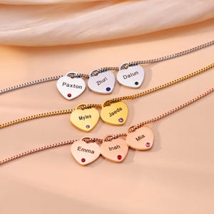 Birthstone Necklace for Women/Personalized Name Engraved Charm Necklace/Name Heart Necklace/Birthstone Bridesmaid Jewelry/Birthday Gifts