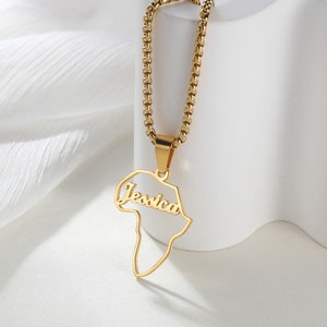 Collier personnalisé prénom carte africaine/collier de voyage unique pour homme et femme/pendentif carte personnalisé/collier continent adoption pour elle