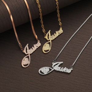Personalized Diamond Name Necklace/18k Gold Name Necklace/Personalized Gift/Personalized Jewelry/Script Name Necklace/Gift for Her/Handmade