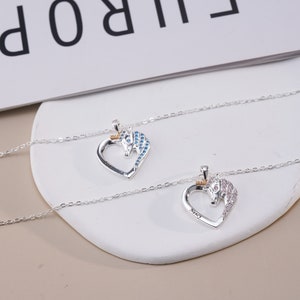 Colar de nome de coração de diamante de unicórnio personalizado para ela/pingente gravado personalizado/colar de nome de unicórnio personalizado/presente para ela