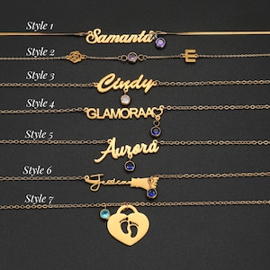 Custom Birthstone Name Necklace: Personalized Jewelry Gift