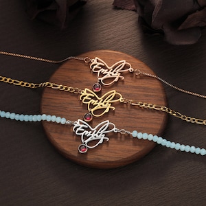Collar con nombre personalizado con piedra de nacimiento, Collar con dije de mariposa, Collar inicial, Collar de piedra de nacimiento, Joyería personalizada, Regalo de cumpleaños
