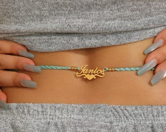 Personalized Name Belly Chain: Stainless Steel Braided Rope Waist Jewelry