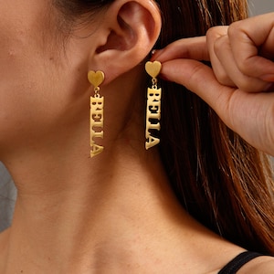 Custom Name Earrings/Gold Name Earrings/Personalized Earrings/Stud Earring/Women Jewelry/Mother's Gift/Gifts for Her/Handmade Jewelry Gifts
