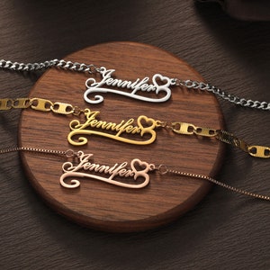 Custom Name Necklace with Heart/Dainty Heart Necklace with Name/Custom Name Jewelry/Gold Heart Name Necklace/Christmas Gift/Bridesmaid Gift