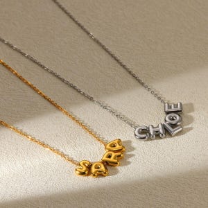 Custom Bubble Name Necklace: Personalized 3D Letter Jewelry
