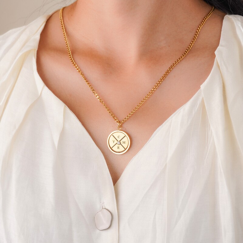 Compass Disc Necklace