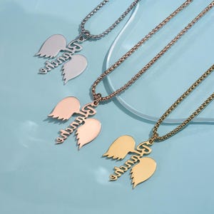 Personalized Angel Wings Name Necklace: Memorial Jewelry Gift