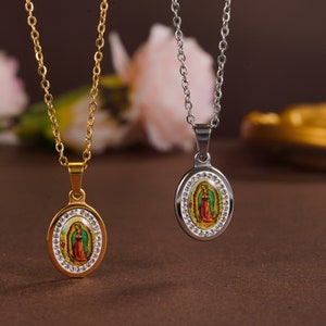 Roestvrijstalen Maagd Maria-ketting, Guadalupe Cadena, religieuze Maagd Maria-bedel, beschermerhangerketting, cadeaus voor iedereen, hoge kwaliteit