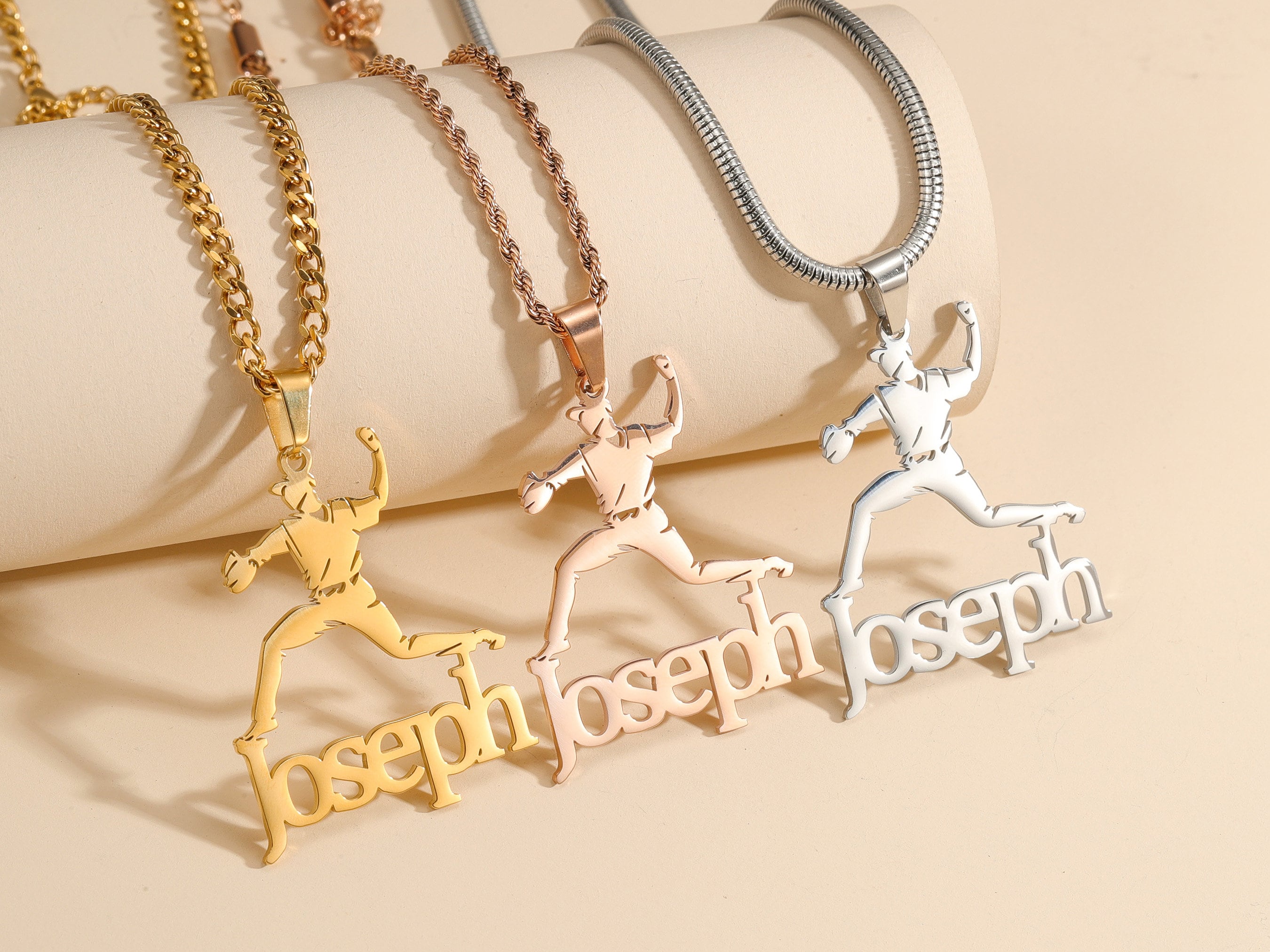 Custom Baseball Athlete Necklace: Personalized Name Pendant, Sports Gift