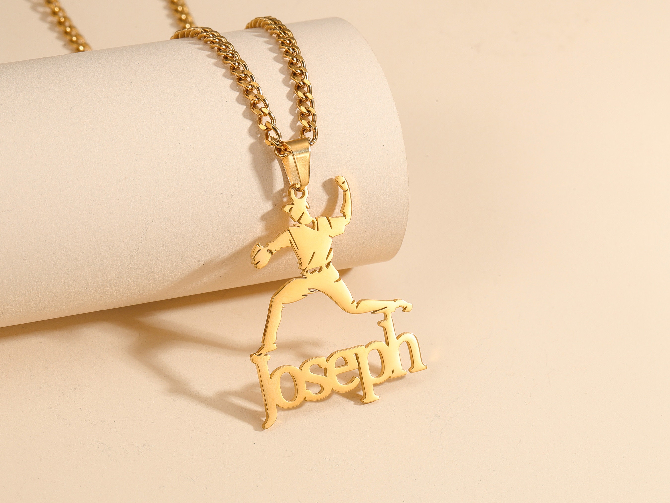 Custom Baseball Athlete Necklace: Personalized Name Pendant, Sports Gift