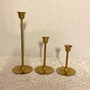Trio of Vintage Brass Candlesticks