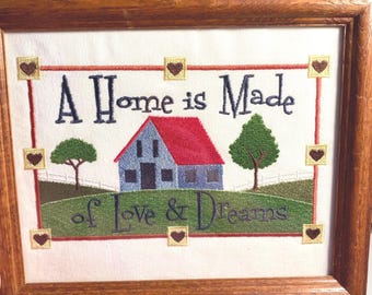 Framed embroidery cross stitch picture