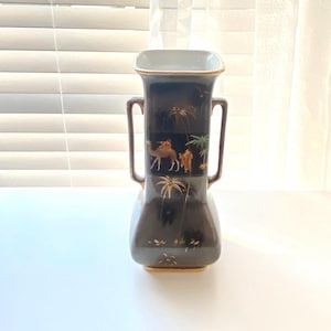 Early Shaw & Copestake Urn Vase: Desert Scene, Double Handle, Moonlight Ware