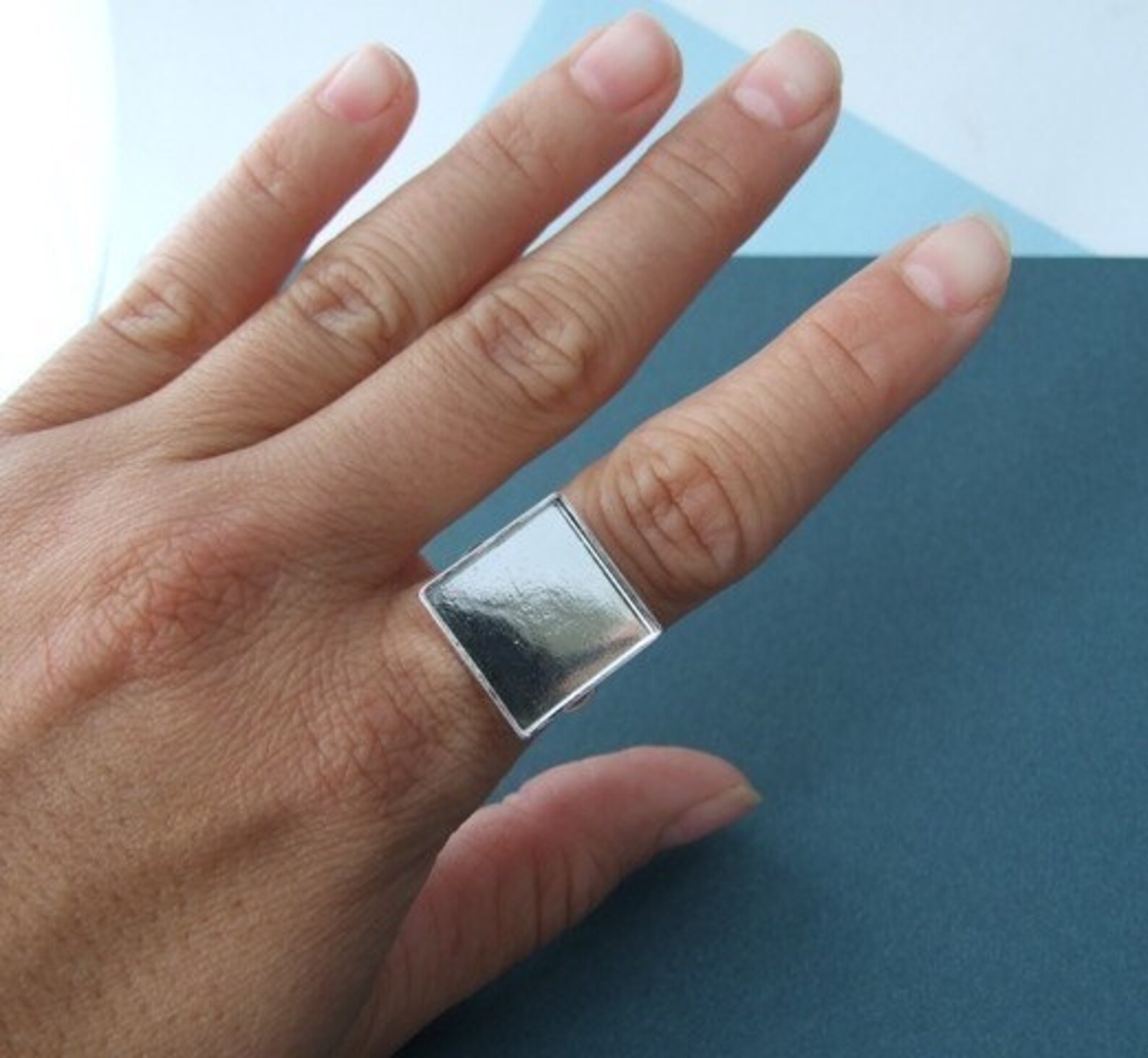 Sterling Silver Square Bezelstyle Ring Blanks Sized Etsy