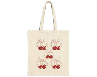 Cherry Tote Bag Strawberry Lover Gift Spring Tote Shopper Summer Bag Eco Friendly Bag Reusable Grocery Tote Cute Tote Farmers Market Bag