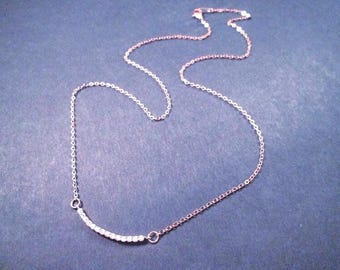 Pave Bar Necklace, White Cubic Zirconia Pendant, Rose Gold Chain Necklace, FREE Shipping