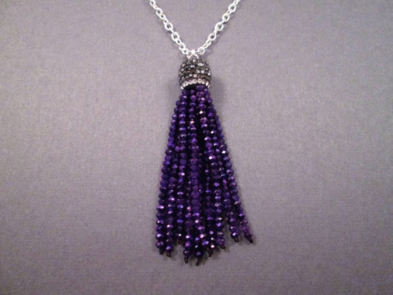 Purple tassel deals necklace