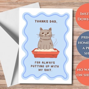 Cat Dad Fathers Day Card Funny, Printable Fathers Day Card, Funny ...