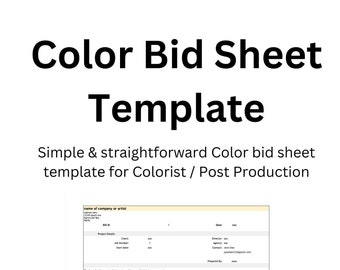 Color Bid Sheet Template | Post Production