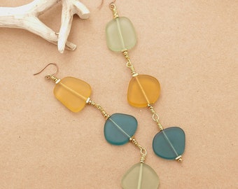 Dangling Freeform Sea Glass Earrings