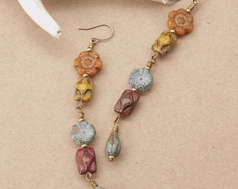 Boho Multi-Czech Dangling Earrings