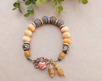 Beautiful Orange and Navy Krobo Bracelet