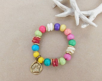 Colorful Paw Charm Bracelet