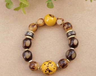 Natural Buri Seed and Acai Berry Bracelet