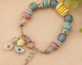 Recycled Glass Bead Bracelet