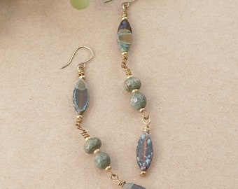 Chrysoprase and Czech Earrings