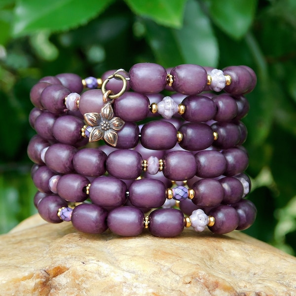 Purple Buri Seed Bangle