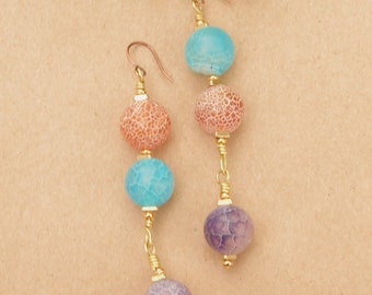 Multi-Color Matte Agate Earrings