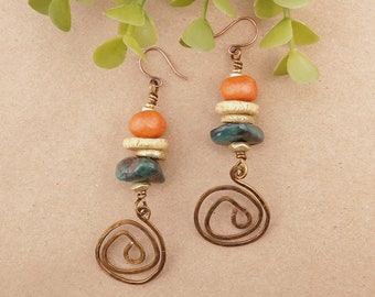 Fun and Swirly Copper Earrings