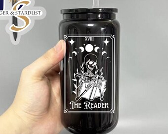 The Reader Tumbler, Tarot bookish tumbler, booktok merch, bookish cup, gift for readers